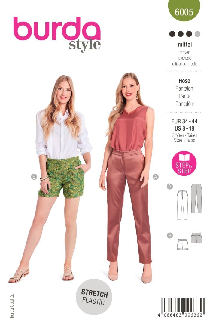 burda-style-schnittmuster-6005-shorts-und-business-bundfaltenhose-damen-gr-34-44 image 1