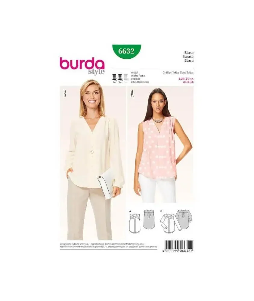 burda-style-6632-damen-hemdbluse-gr-34-44-papierschnittmuster image 1