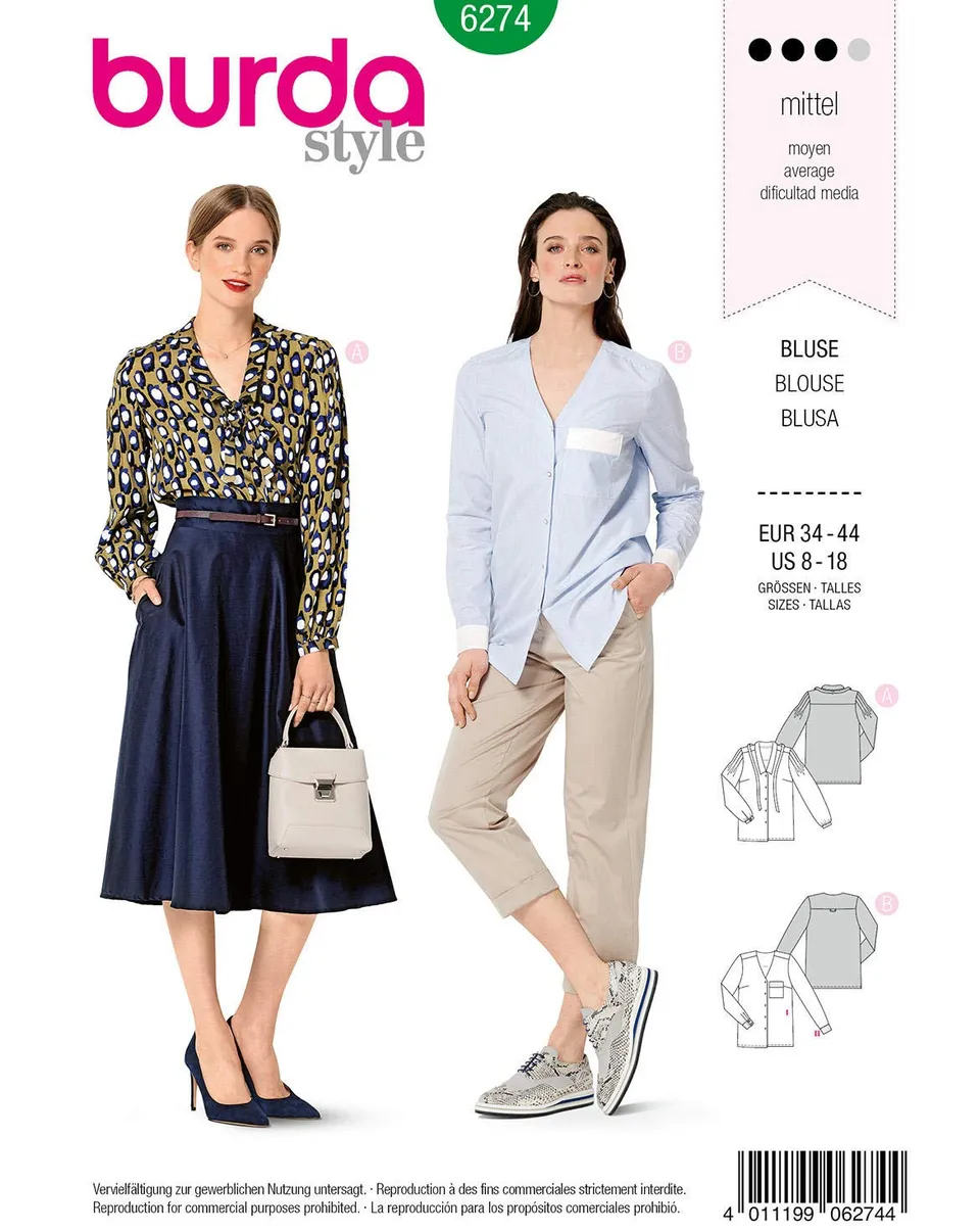 burda-style-6274-bluse-damen-34-44-schnittmuster image 1