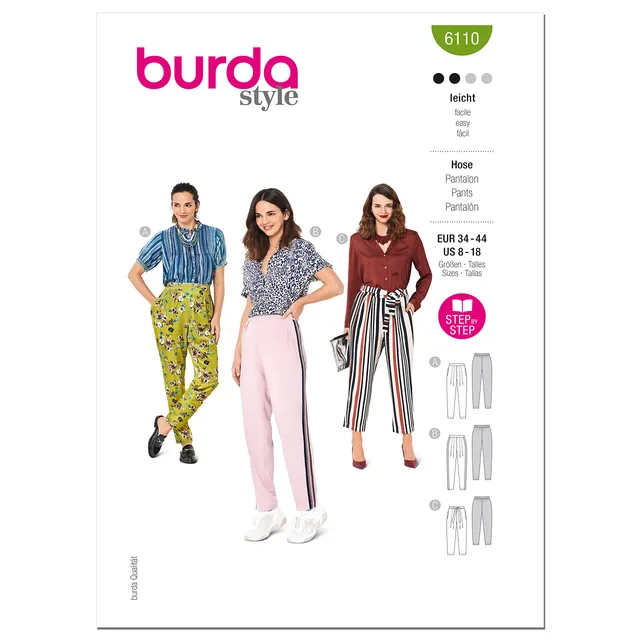 burda-style-schnittmuster-set-damen-plissee-hose-gr-34-44 image 1