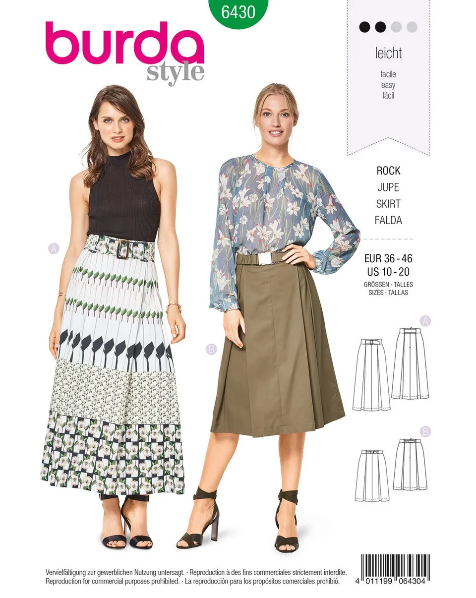burda-style-6430-schnittmuster-faltenrock-damen-gr-34-46 image 1