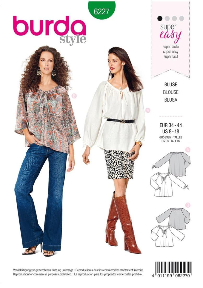 burda-style-6227-schnittmuster-damen-tunika-bluse-gr-34-44 image 1