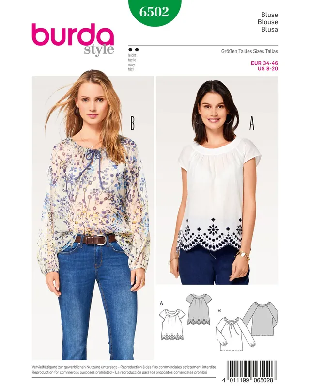 burda-style-b6502-schnittmuster-damenblusen-gr-34-46 image 1