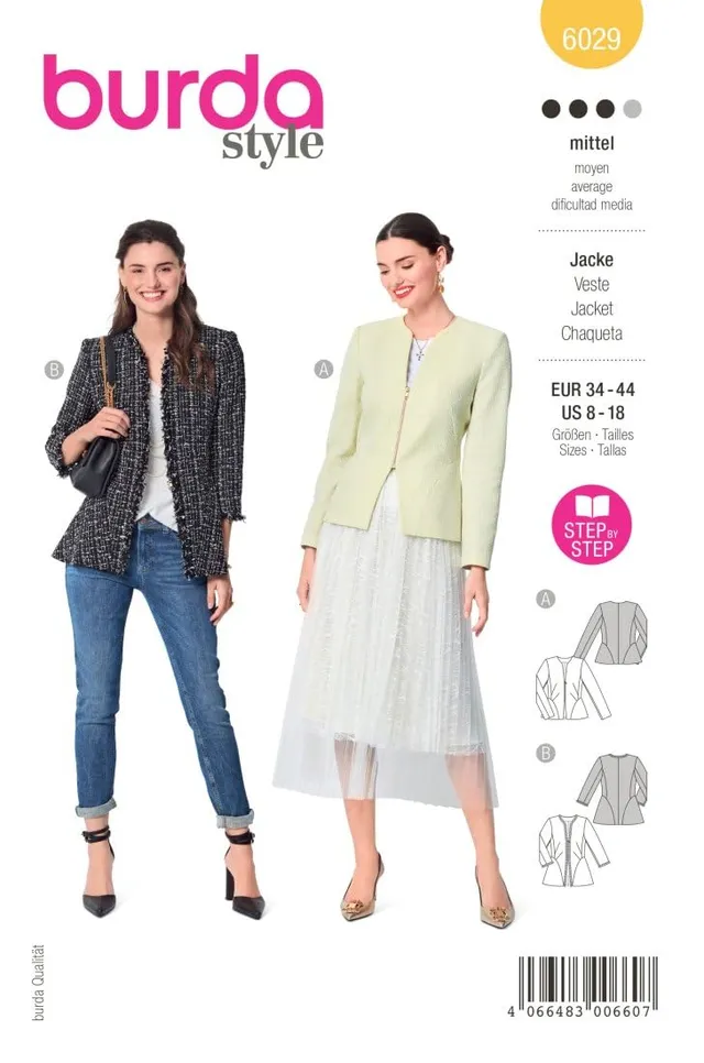burda-style-schnittmuster-6029-taillierte-jacke-mit-rei-verschluss-damen-gr-34-4 image 1