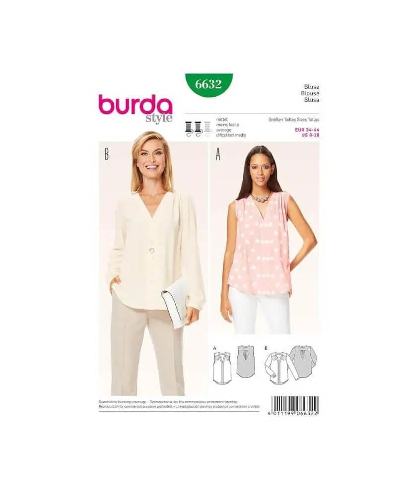 burda-style-6632-damen-hemdbluse-gr-34-44-papierschnittmuster image 1