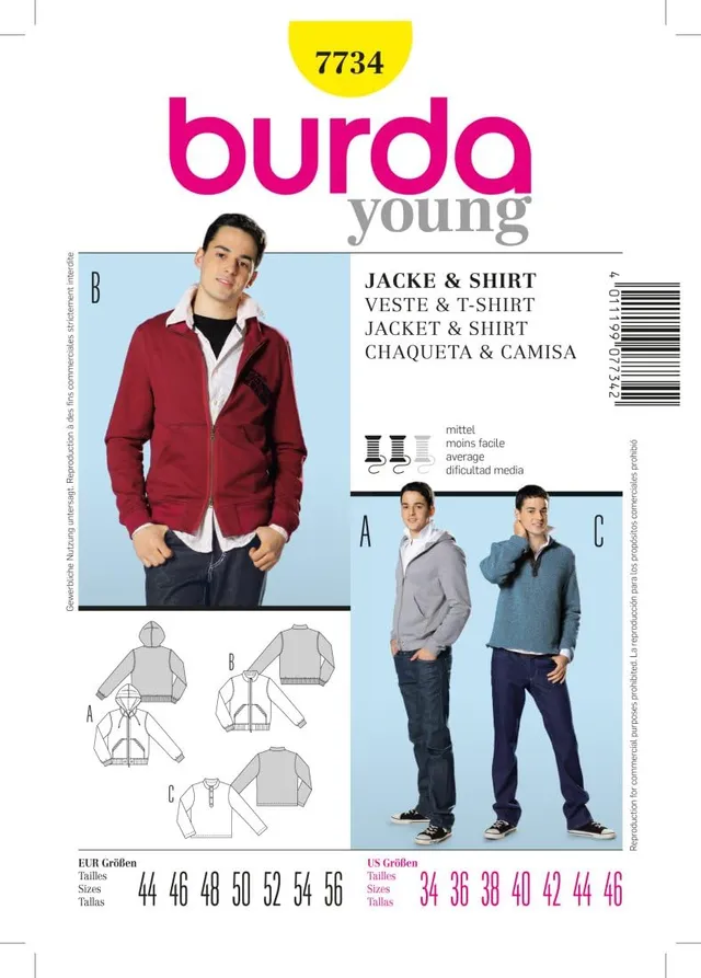 burda-style-7734a-herren-kapuzenjacke-sweatshirt-jacke-gr-44-56 image 1