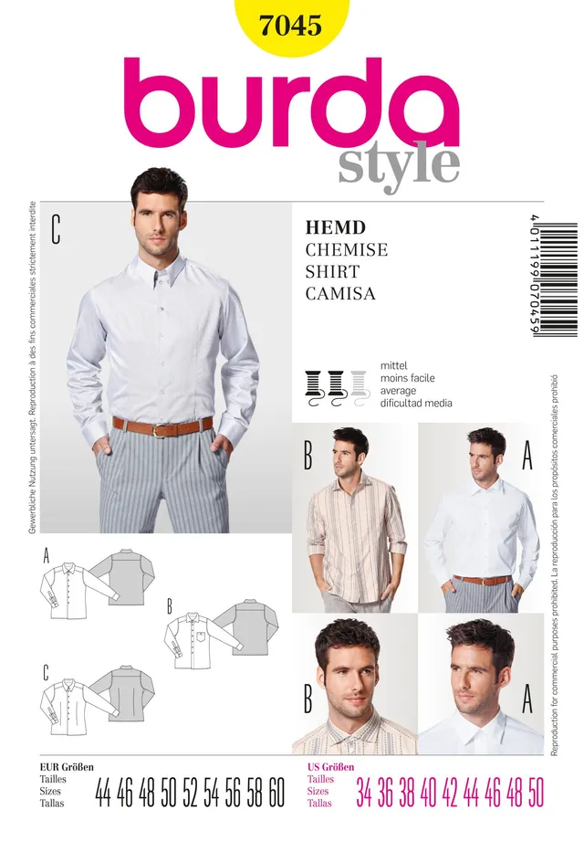 burda-style-schnittmuster-7045-klassische-herren-hemden-gr-44-60-papier image 1