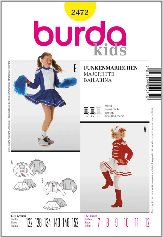 burda-style-schnittmuster-2472-funkenmariechen-gr-122-152-kinder image 1