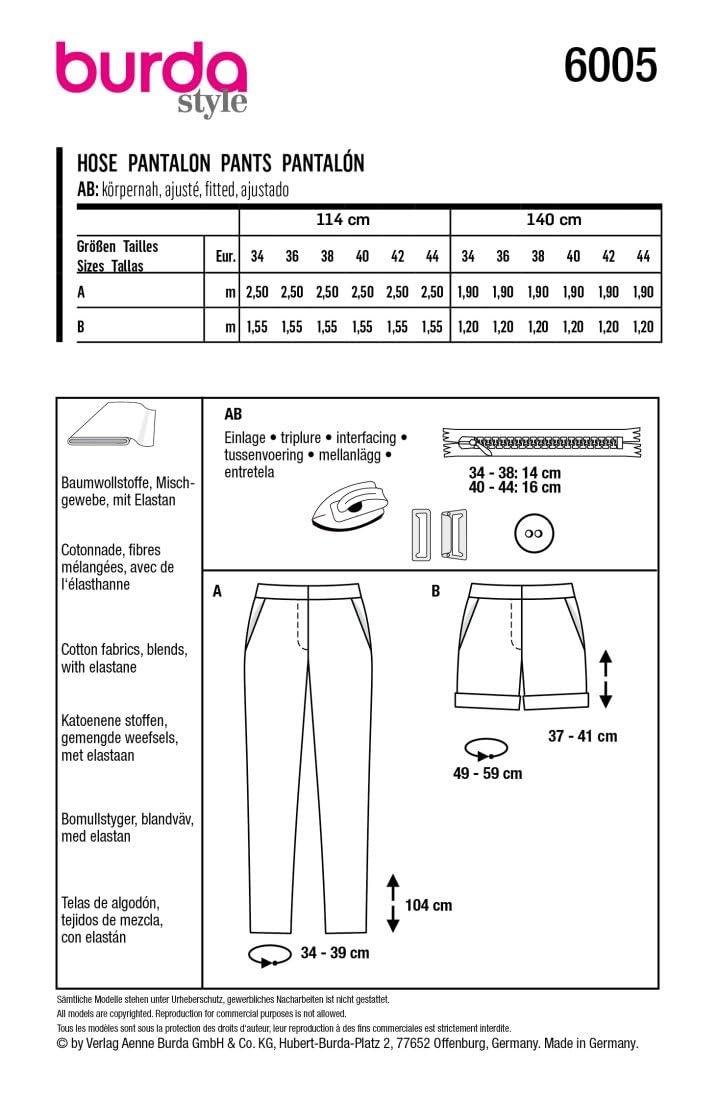 burda-style-schnittmuster-6005-shorts-und-business-bundfaltenhose-damen-gr-34-44 image 8