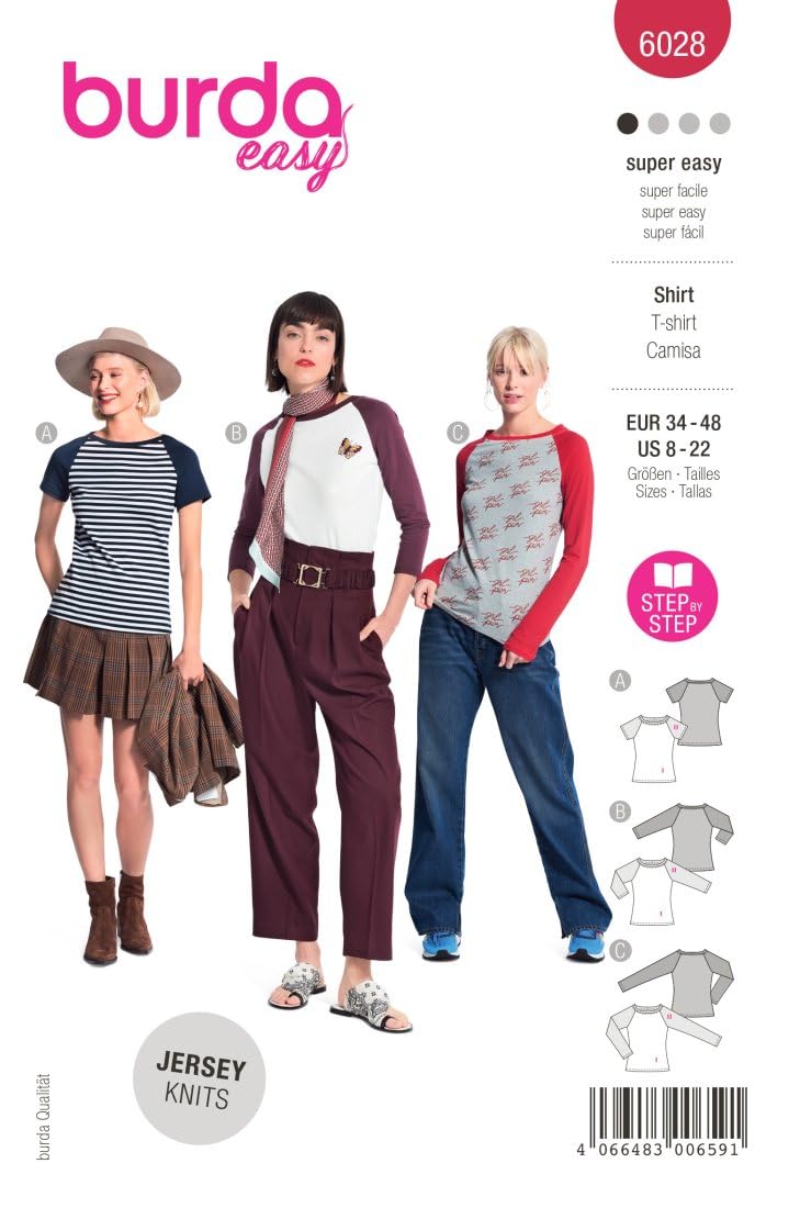 burda-style-6028-schnittmuster-shirt-mit-abgesetzten-rmeln-damen-gr-34-48 image 1