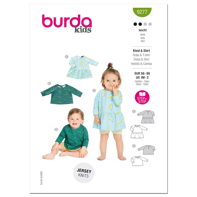 burda-b9277-schnittmuster-shirt-und-kleid-baby-gr-56-98-raglan image 1