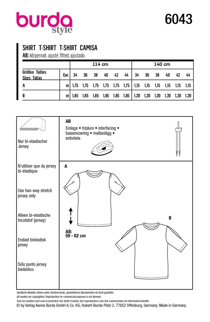 burda-style-katalog-schnittmuster-6043-t-shirts-mit-rmel-varianten-damen-gr-34-4 image 3