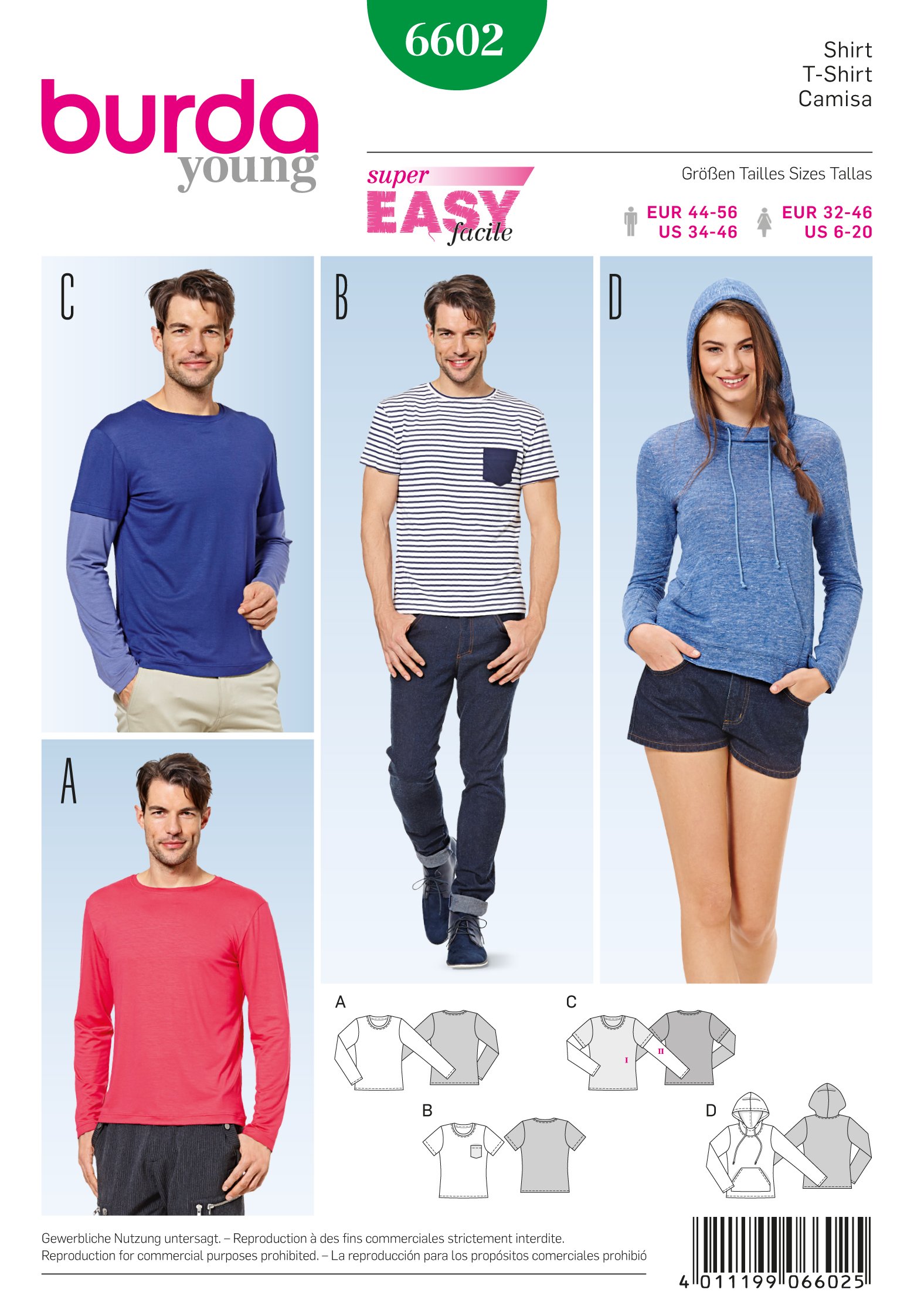 burda-style-6602-unisex-t-shirt-und-longsleeve-schnittmuster-gr-32-46-44-56 image 1