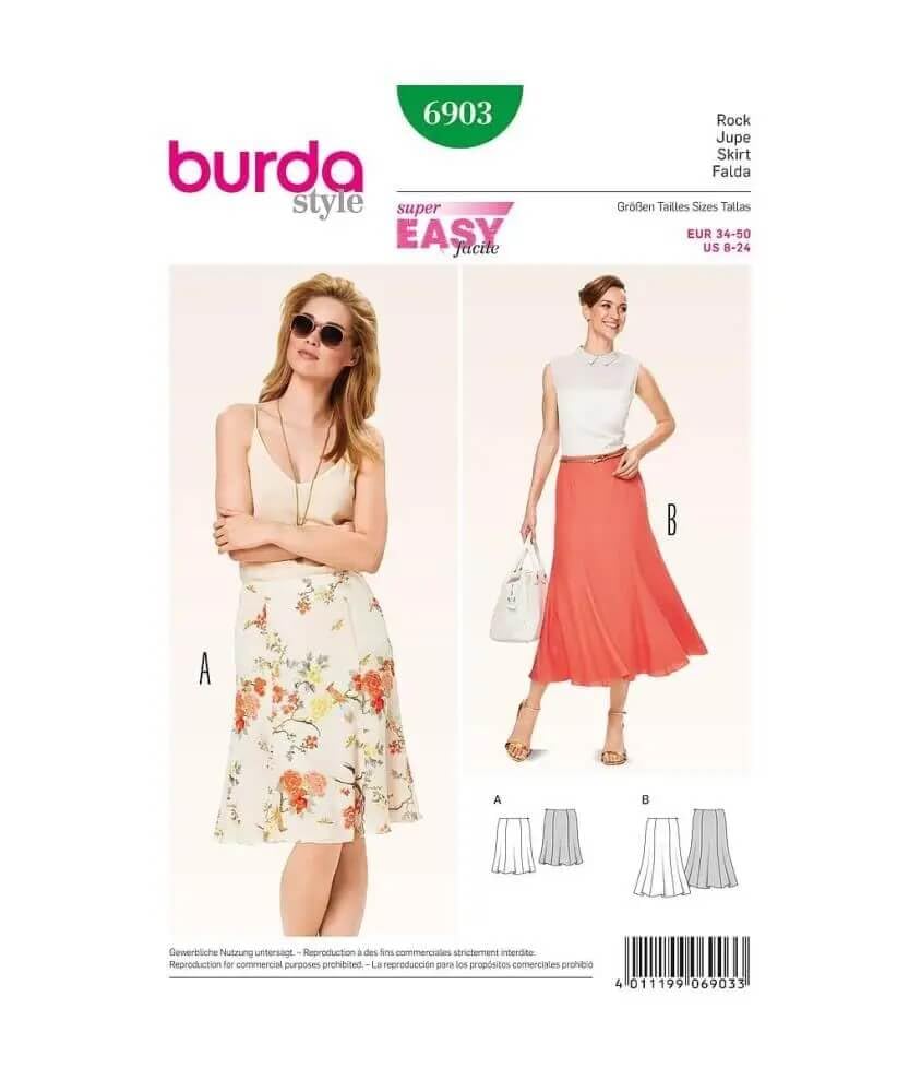 burda-style-6903-schnittmuster-bahnenrock-mit-saumschwung image 1