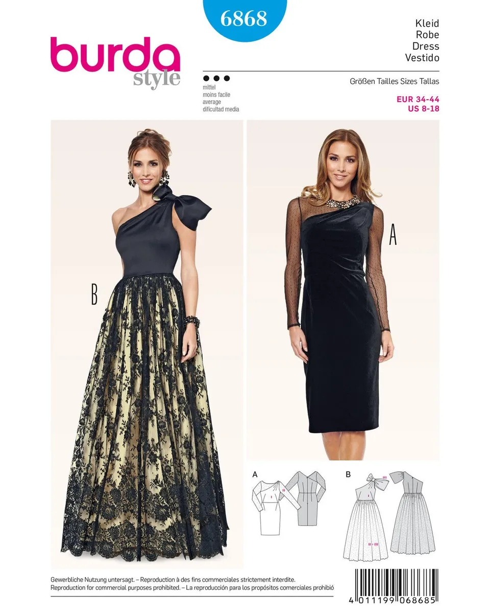 burda-style-6868-schnittmuster-kleid-abendrobe-gr-en-elastische-stoffe image 1