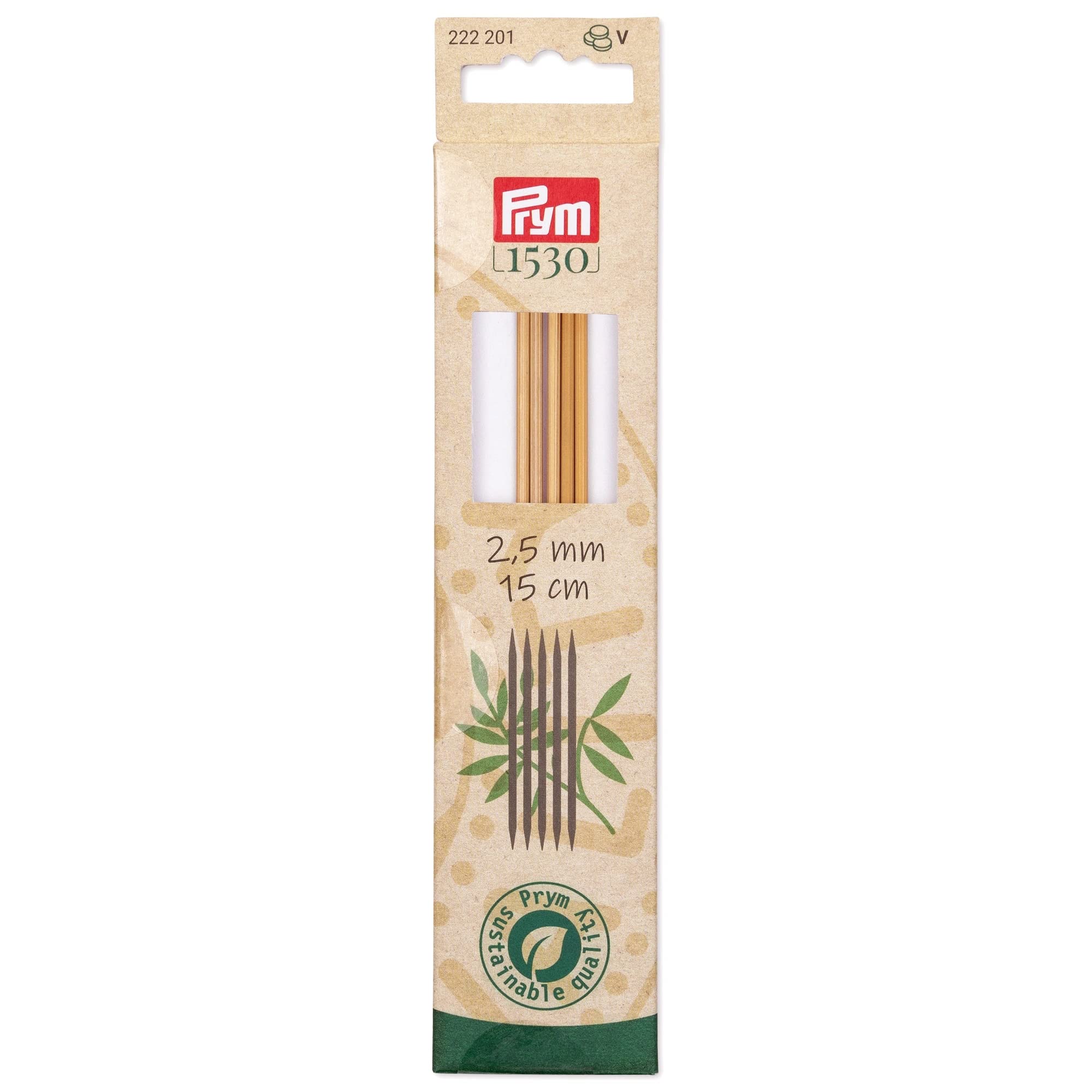 prym-222201-strumpfstricknadeln-prym-1530-bambus-15-cm-2-5-mm-holzfarben image 1