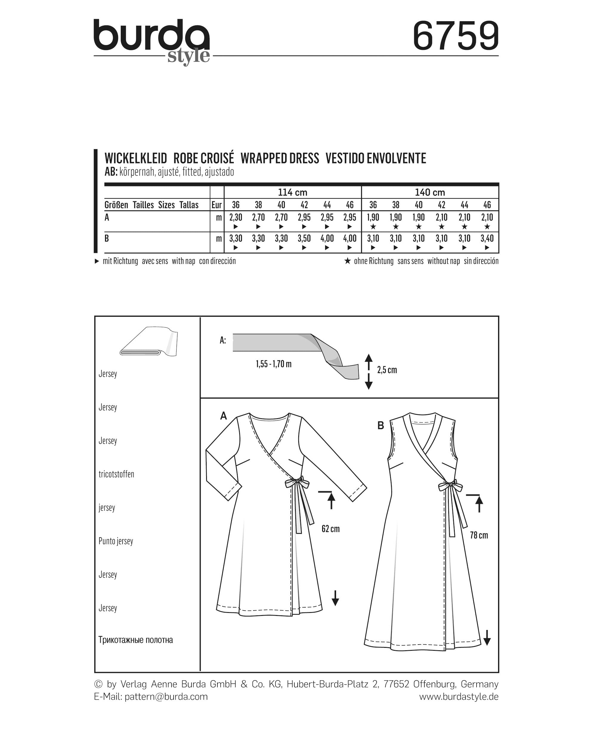 burda-style-6759-schnittmuster-damen-wickelkleid-gr-36-46-papierschnitt image 2
