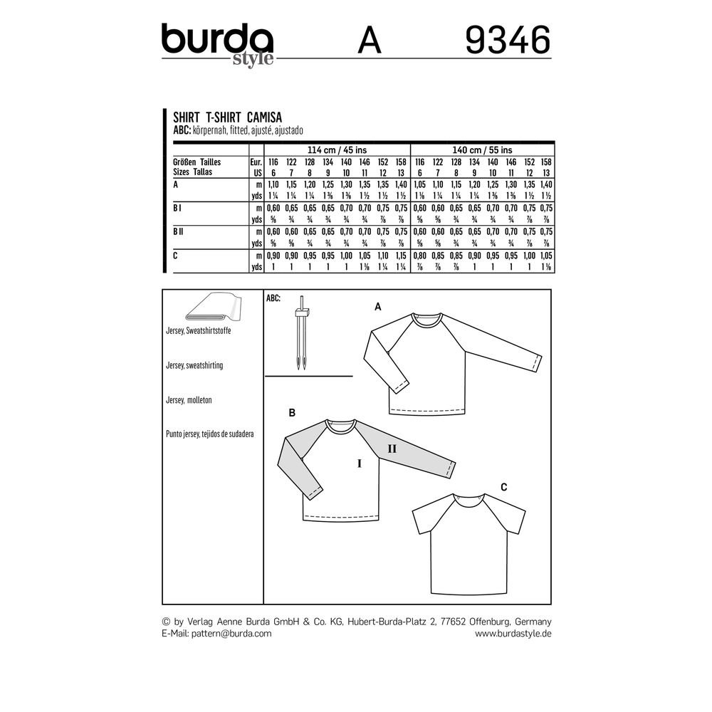 burda-kids-schnittmuster-9346-kinder-shirt-gr-116-158-raglan-jersey-shirt image 2