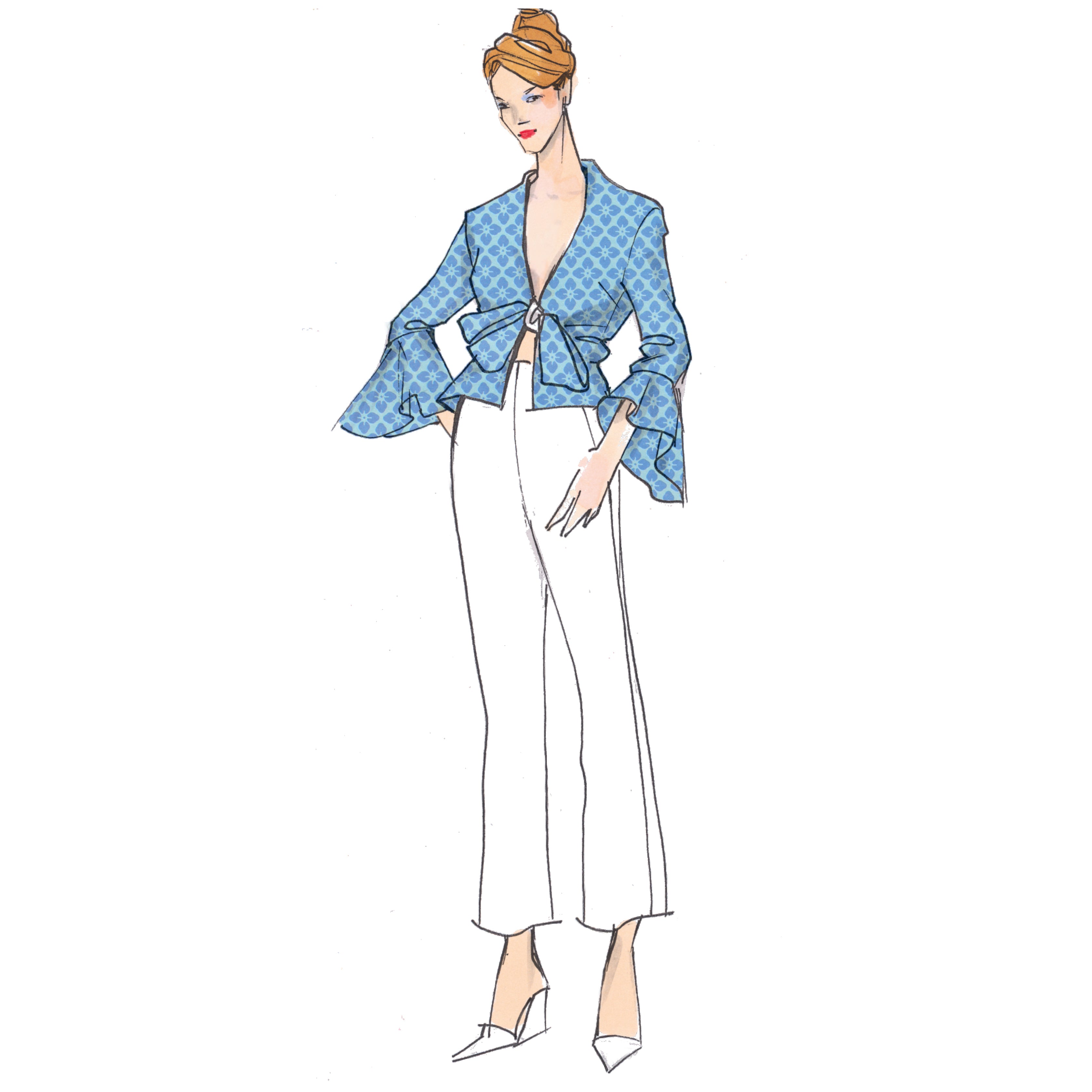 schnittmuster-berlin-knotbluse-oumou-damenbluse-mit-knoten-und-volant-rmel image 1