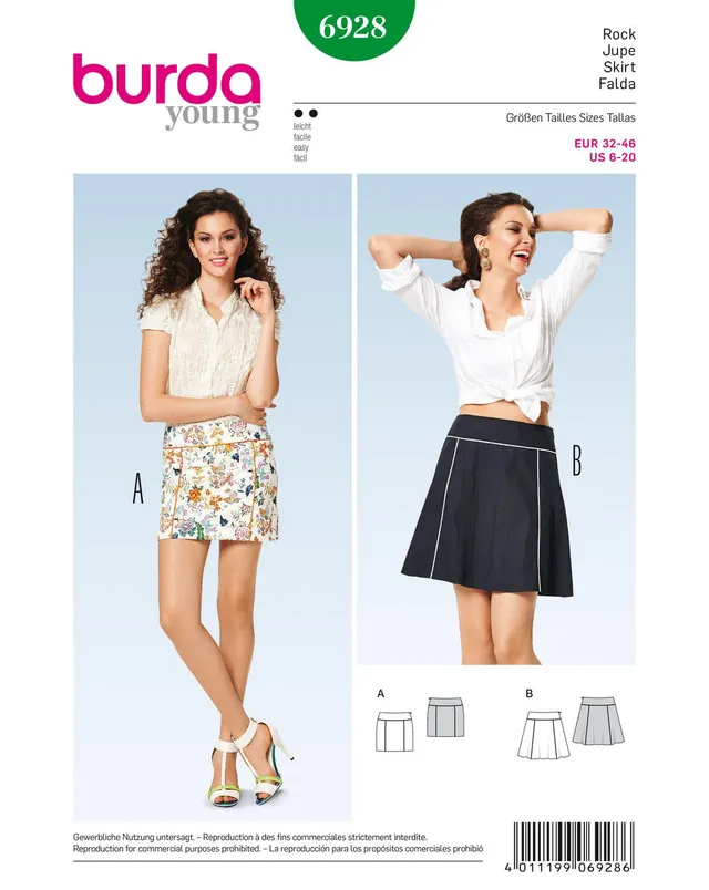 burda-style-schnittmuster-6928-damen-rock-mit-teilungsn-hten-gr-32-46 image 1