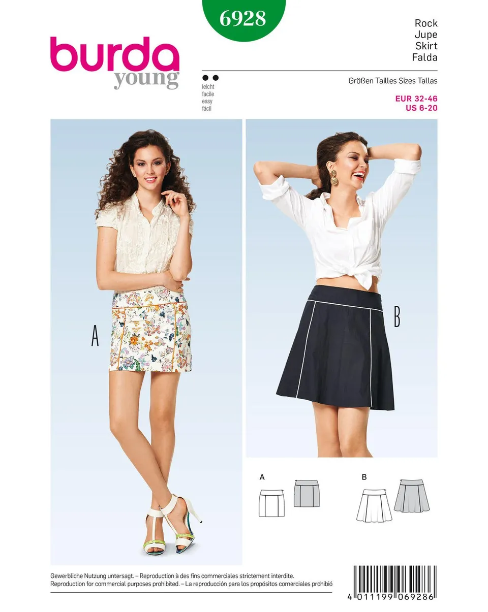 burda-style-schnittmuster-6928-damen-rock-mit-teilungsn-hten-gr-32-46 image 1