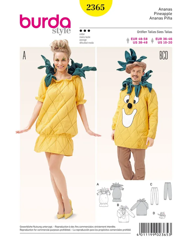 burda-style-2365-schnittmuster-kost-m-ananas-damen-wei image 1