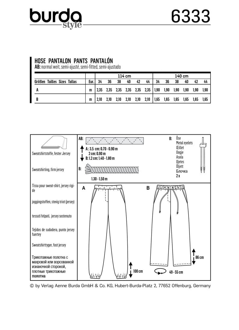 burda-schnittmuster-damen-hosen-6333-gr-34-44-jogginghose-palazzohose image 6