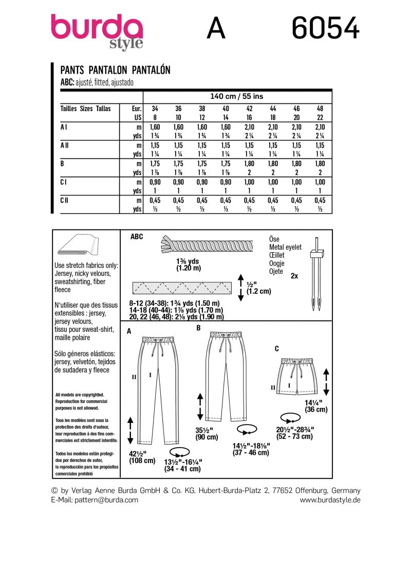 burda-style-6054-b6054-schnittmuster-hose-und-shorts-damen-gr-34-48 image 3