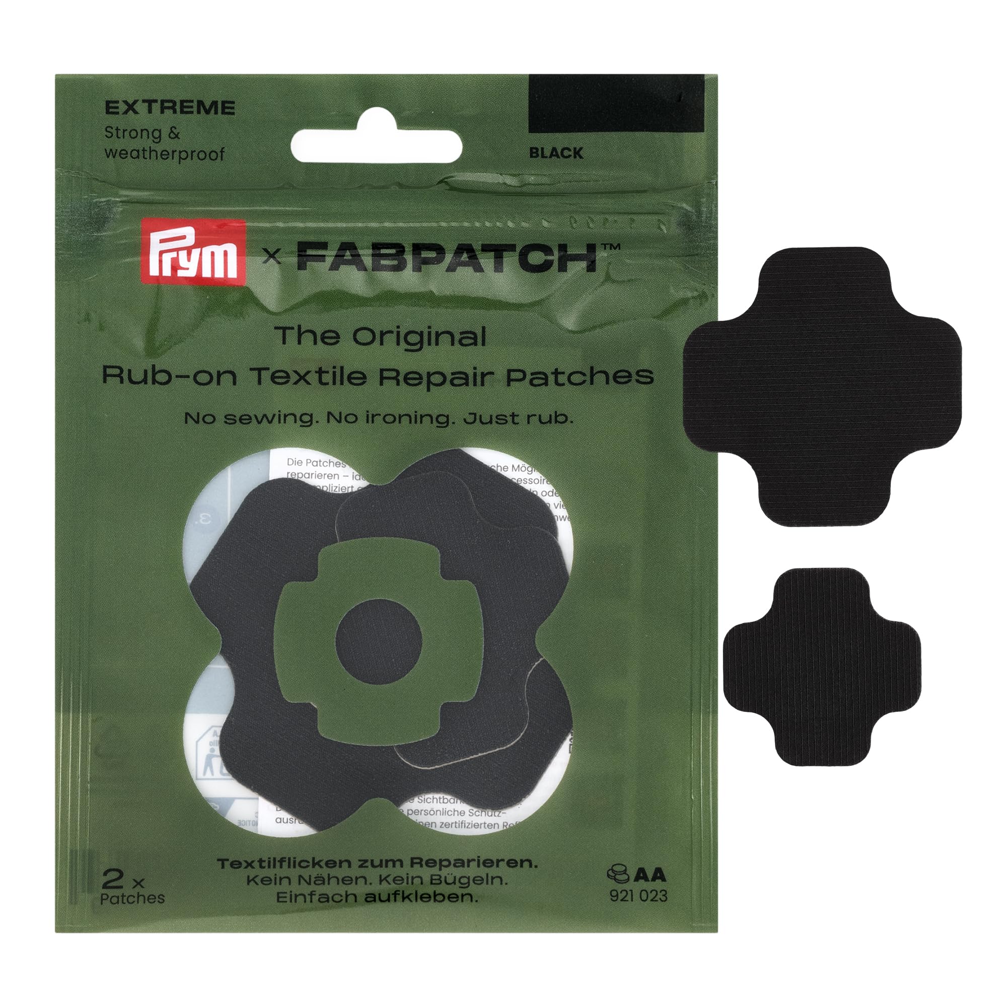 prym-921023-fabpatch-extreme-rub-on-patch-schwarz-2-st-ck image 1