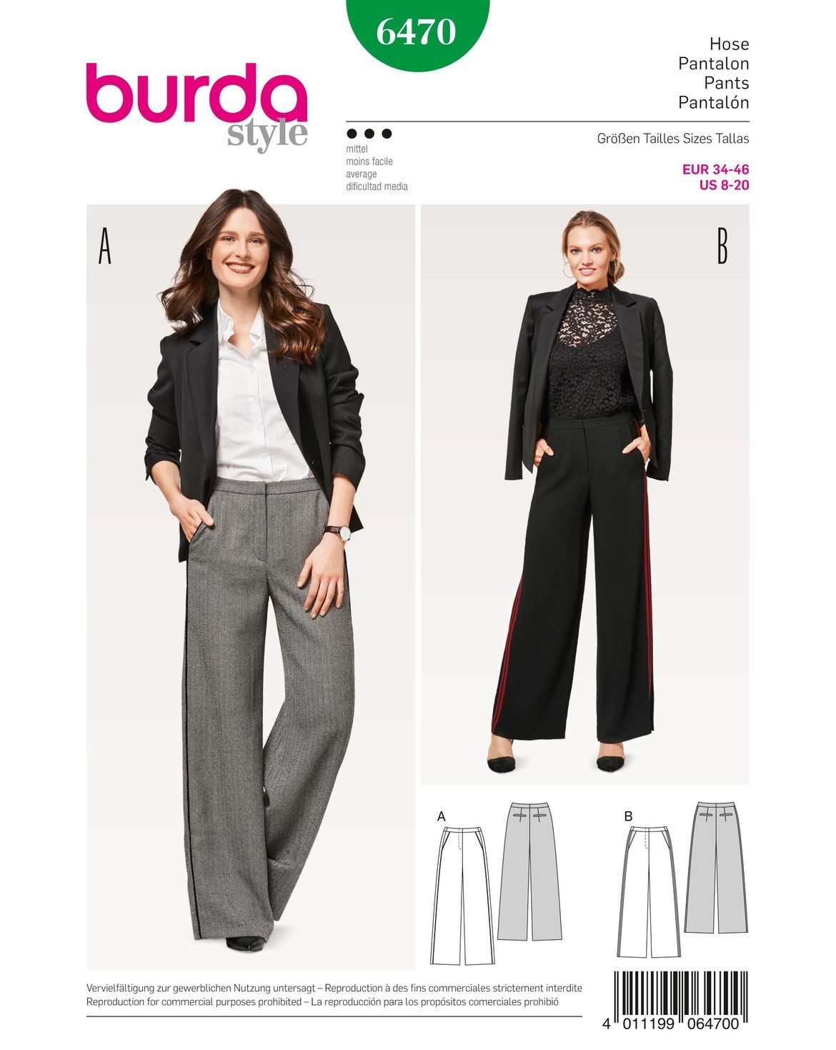 burda-style-schnittmuster-damen-marlenehose-6470-gr-34-46-papierschnittmuster image 1