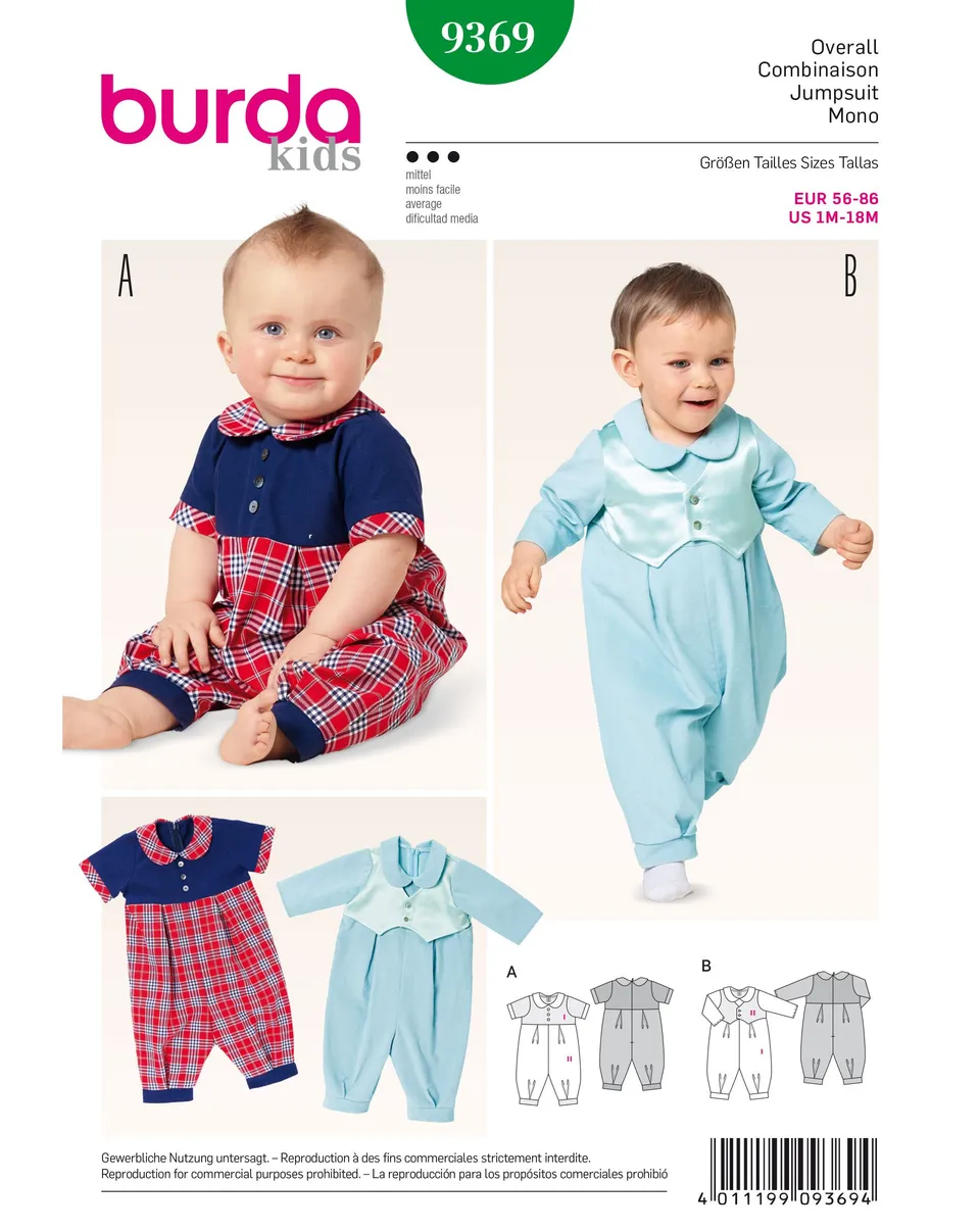 burda-style-baby-set-b9369-schnittmuster-1-monat-18-monate image 1