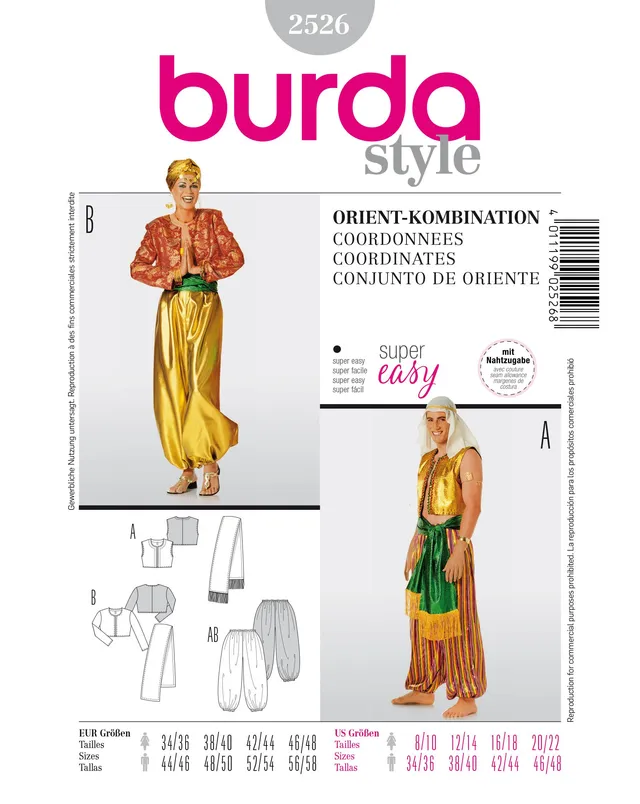 burda-style-2526-schnittmuster-damen-kost-m-orient-fasching-karneval-gr-44-58-le image 1