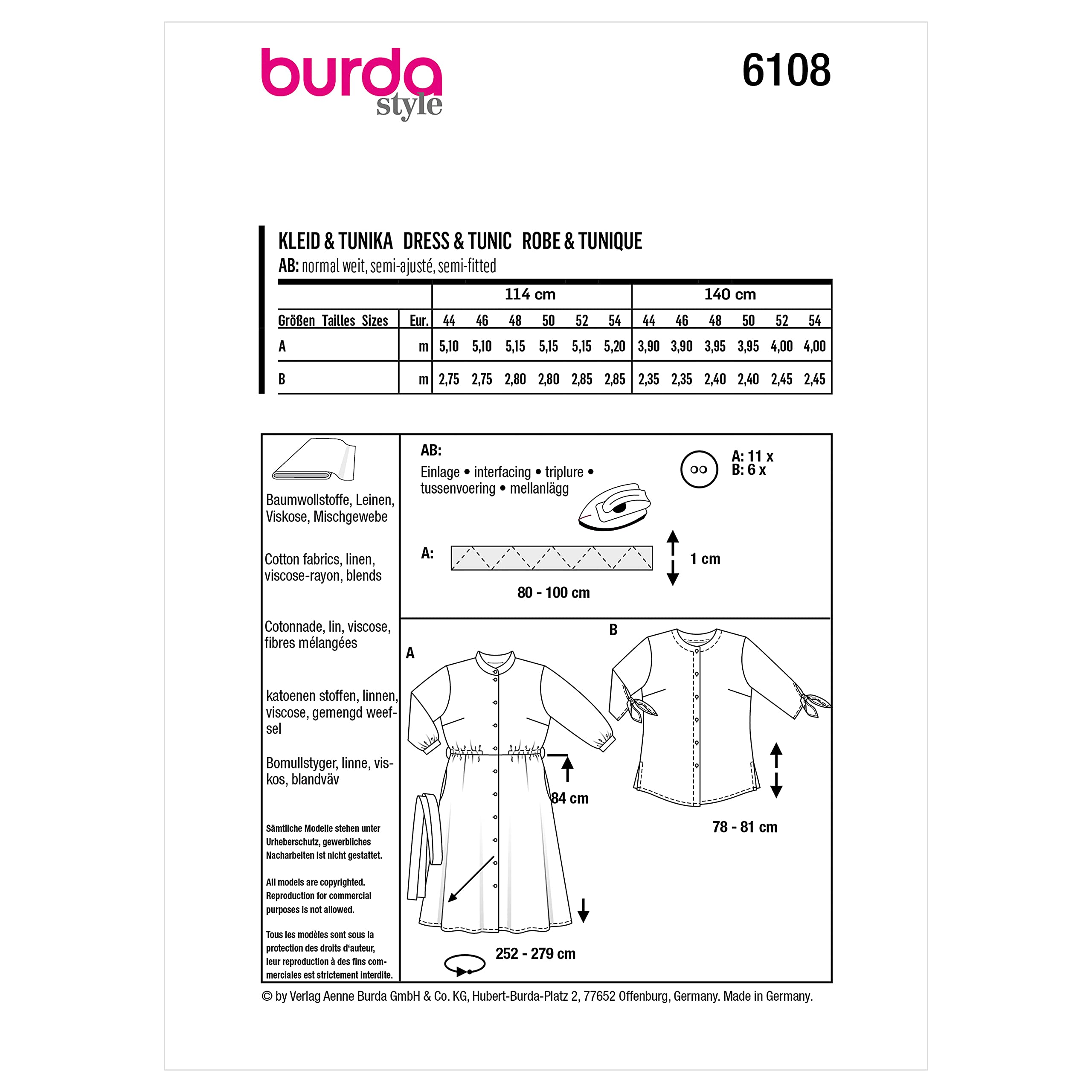 burda-style-x06108-schnittmuster-set-bluse-und-hemdblusenkleid-damen-gr-44-54 image 2