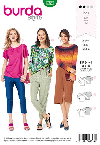 burda-style-6329-damen-schnittmuster-t-shirt-raglanshirt-mit-f-ltchen-gr-34-46 image 2