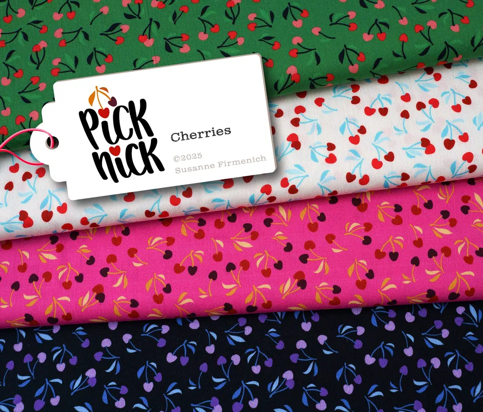 albstoffe-picknick-cherries-new-cotton-satin-bio-webware-meterware image 1