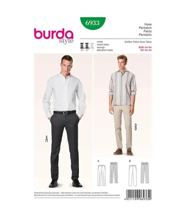 burda-style-6933-schnittmuster-herren-hosen-gerades-bein-gr-44-54 image 1