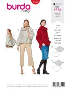 burda-style-6150-schnittmuster-damen-pulli-gr-34-44-level-1-super-easy image 1