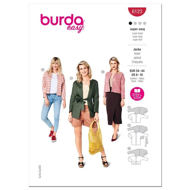 burda-style-easy-schnittmuster-damenjacke-kragenlos-gr-36-46 image 1
