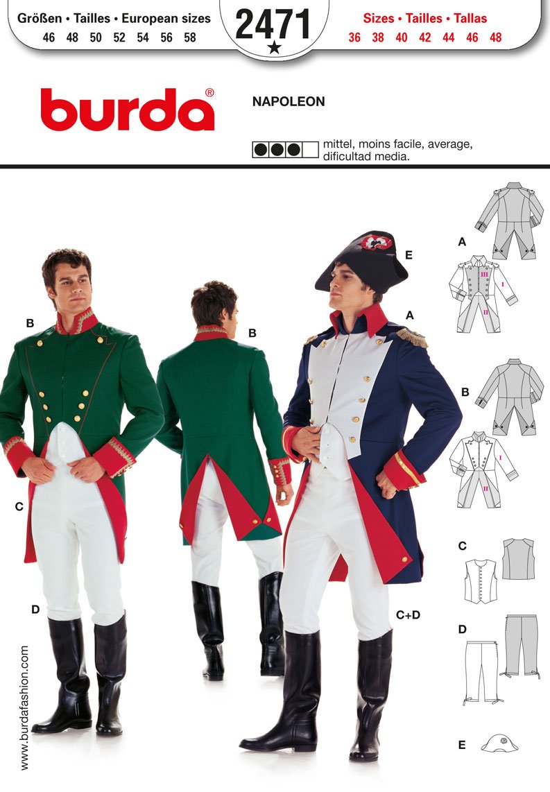 burda-style-2471-kost-m-napoleon-offizier-schnittmuster-herren-gr-46-58 image 1