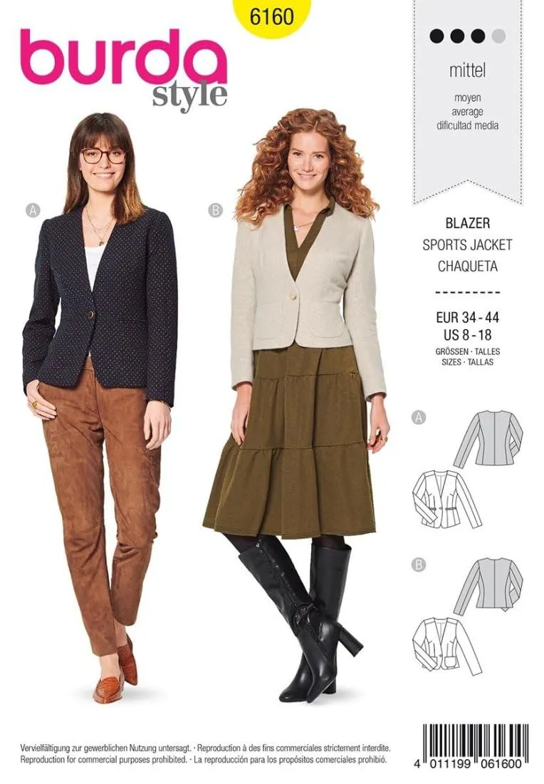 burda-style-6160-schnittmuster-damen-blazer-gr-34-44 image 1