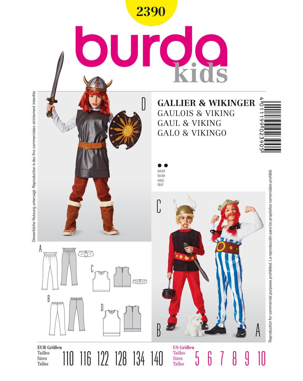 burda-style-2390-faschingskost-m-gallier-wikinger-kinderschnittmuster-gr-110-140 image 1