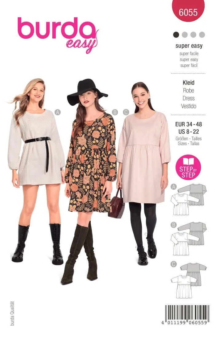 burda-style-burda-easy-6055-damen-kleider-papierschnittmuster-gr-34-48 image 1