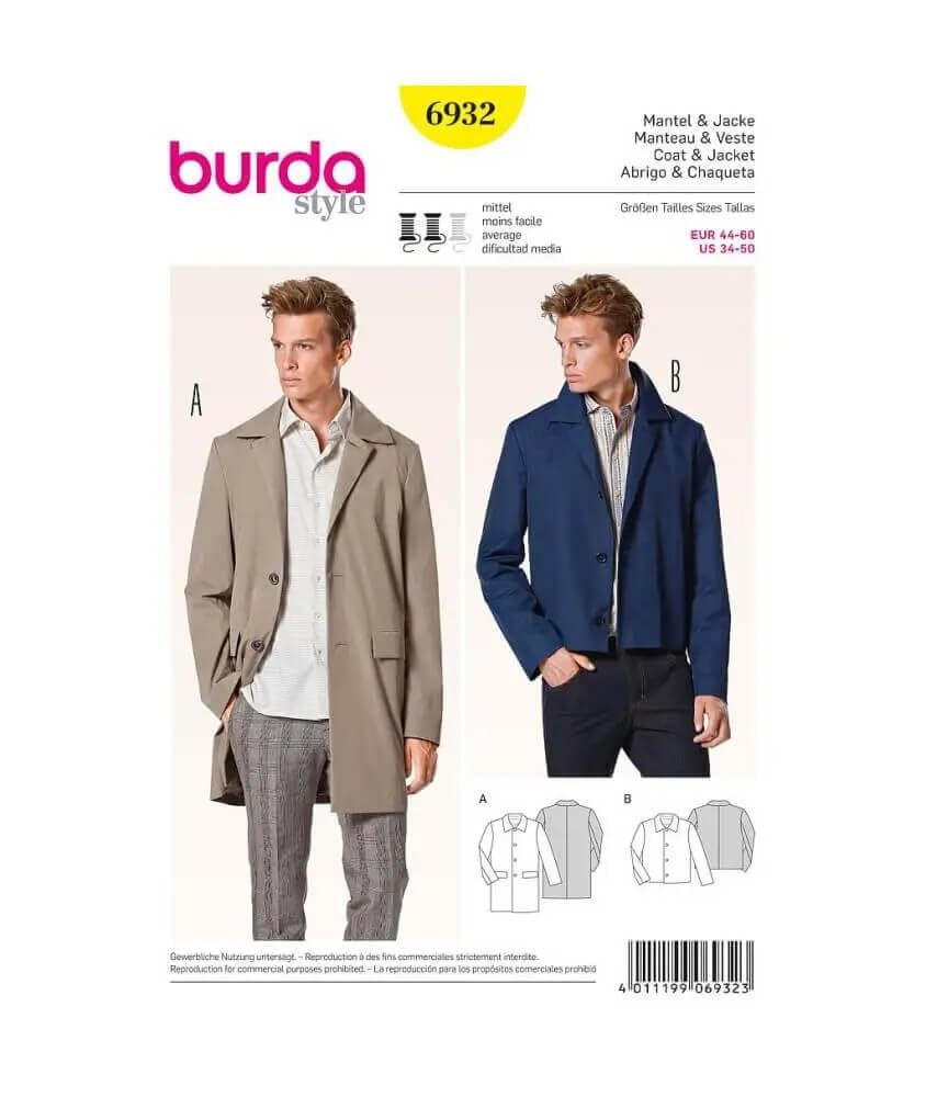 burda-style-6932-schnittmuster-herren-mantel-und-jacke image 1