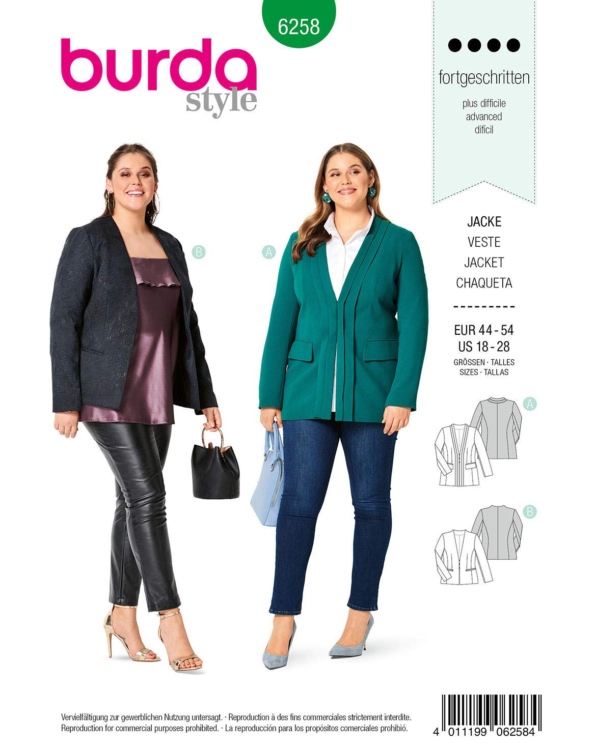 burda-style-schnittmuster-6258-blazer-damen-44-54 image 1