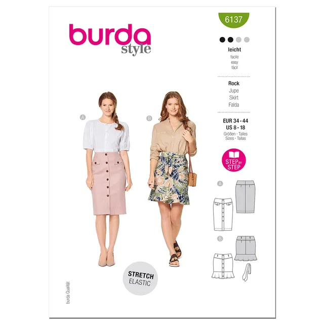 burda-style-schnittmuster-set-r-cke-damen-gr-34-44-jeansrock-look image 1