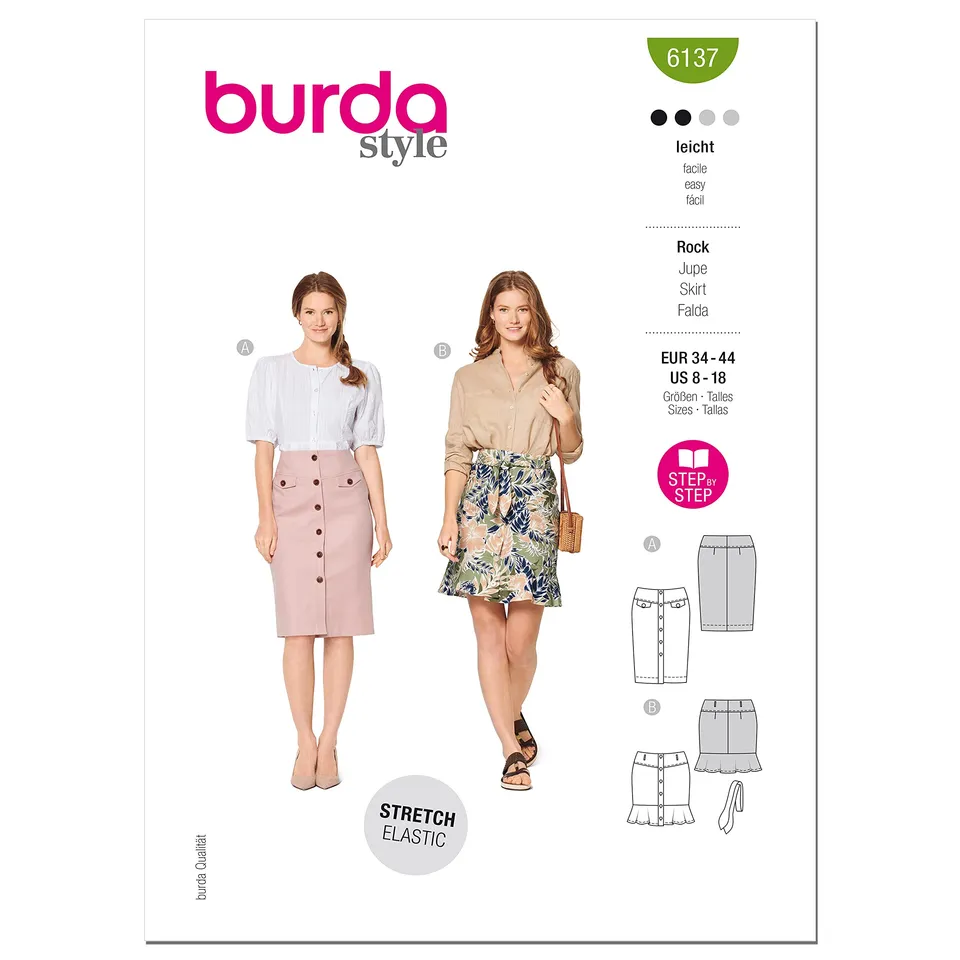 burda-style-schnittmuster-set-r-cke-damen-gr-34-44-jeansrock-look image 1