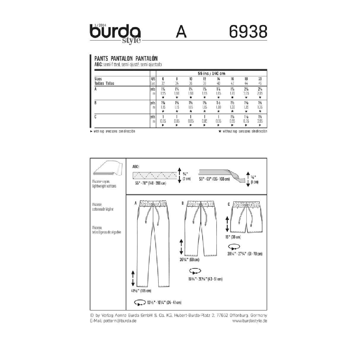 burda-style-schnittmuster-6938-hose-bermudas-shorts-damen-32-46-sehr-leicht image 3