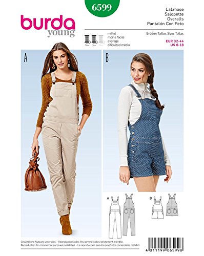 burda-style-schnittmuster-b6599-overall-damen-tr-gerhose-kurz-und-lang image 6