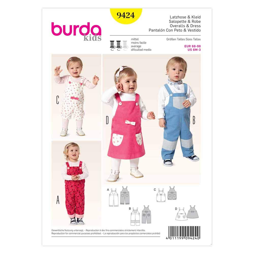 burda-style-9424-baby-latzhose-und-latzrock-gr-68-98-papierschnittmuster image 1