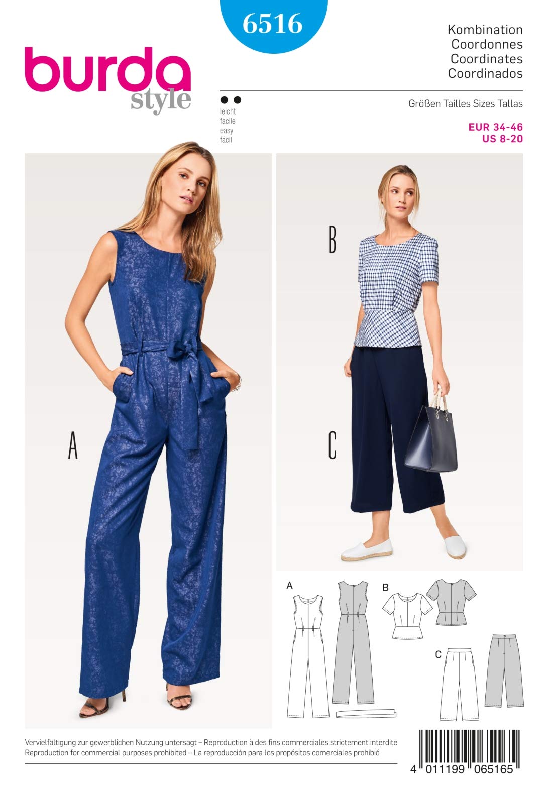 burda-style-schnittmuster-6516-damen-overall-sch-chen-top-7-8-hose-gr-34-46 image 2